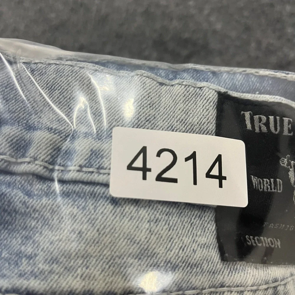True Religion Jeans Mens Size 36 Blue Rocco Relaxed Acid Wash Stretch Denim